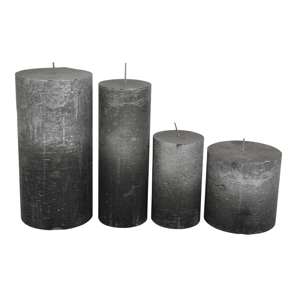 Product photograph of Libra Interiors Black And Silver Ombre Pillar Candle 7x12 Cm from Olivia's.