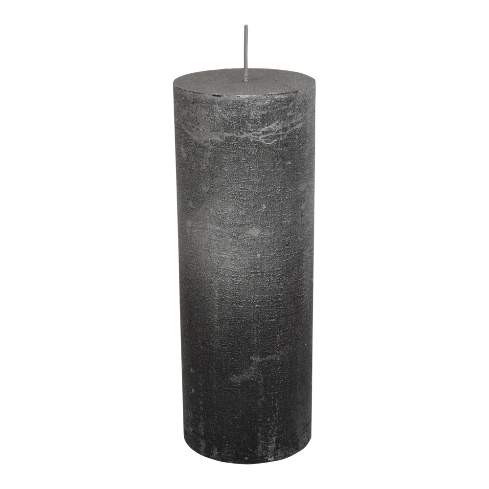 Product photograph of Libra Midnight Mayfair Collection - Black And Silver Ombre Pillar Candle 7x19 Cm from Olivia's