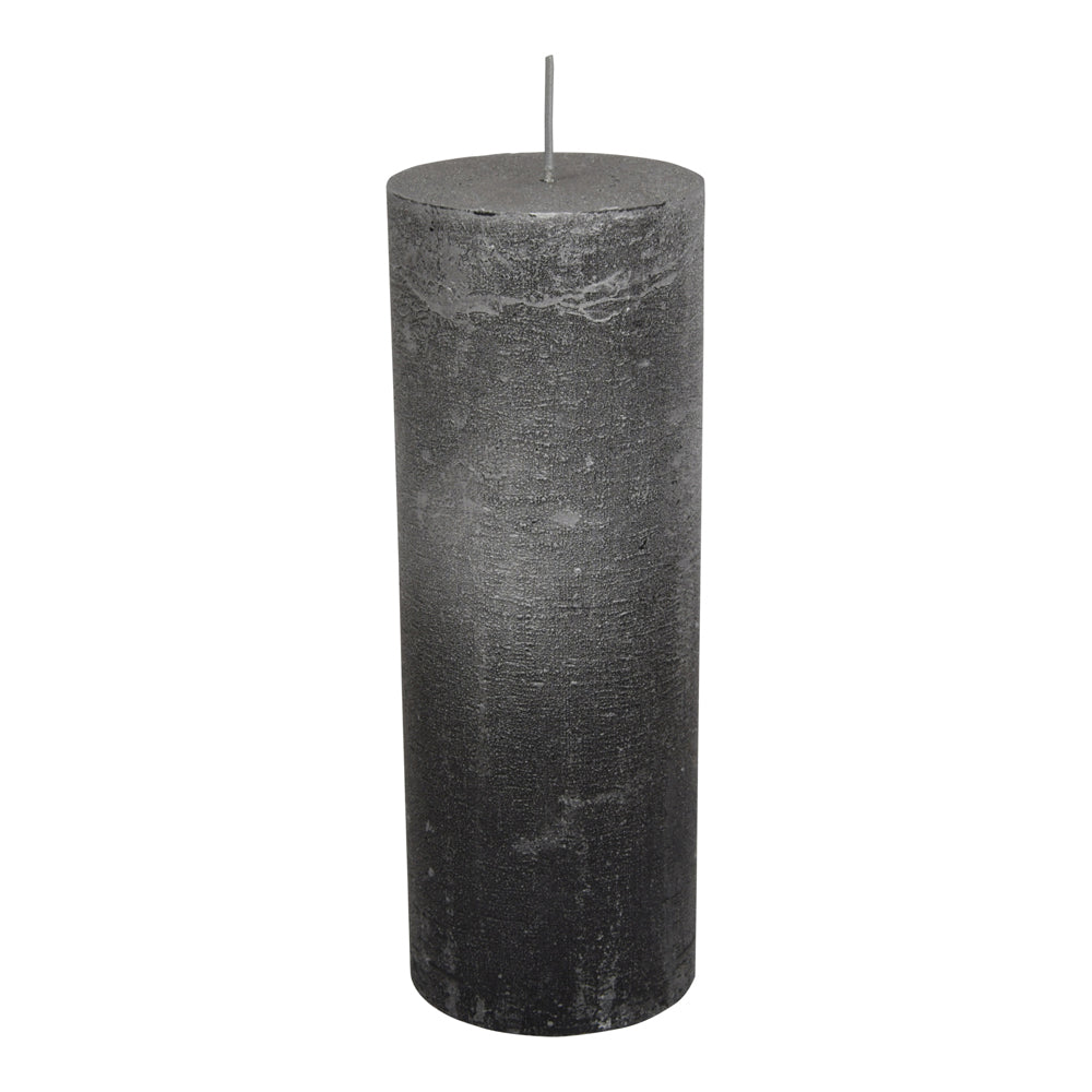 Product photograph of Libra Interiors Black And Silver Ombre Pillar Candle 7x19 Cm from Olivia's.