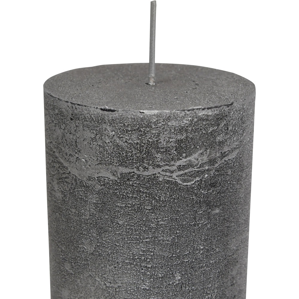 Product photograph of Libra Interiors Black And Silver Ombre Pillar Candle 7x19 Cm from Olivia's