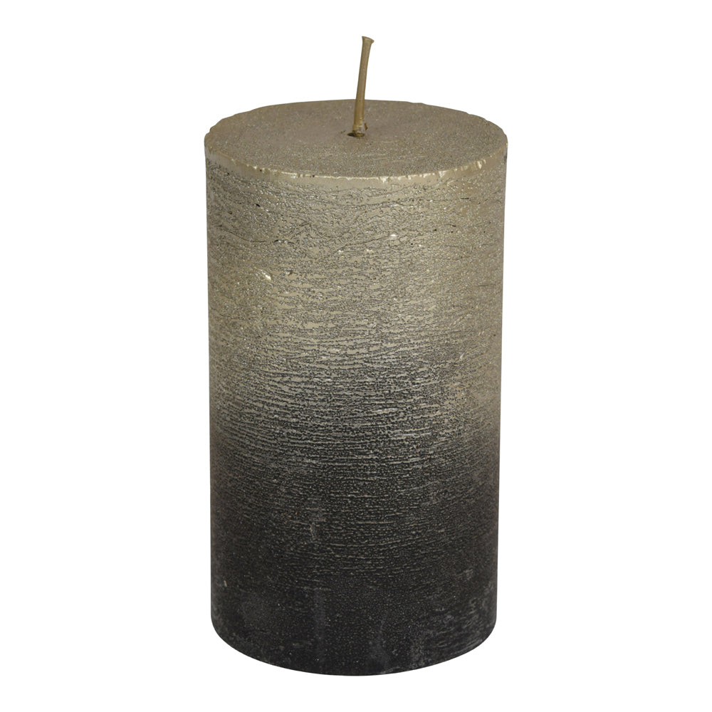 Product photograph of Libra Luxurious Glamour Collection - Black And Gold Ombre Pillar Candle 7 X 12 Cm from Olivia's