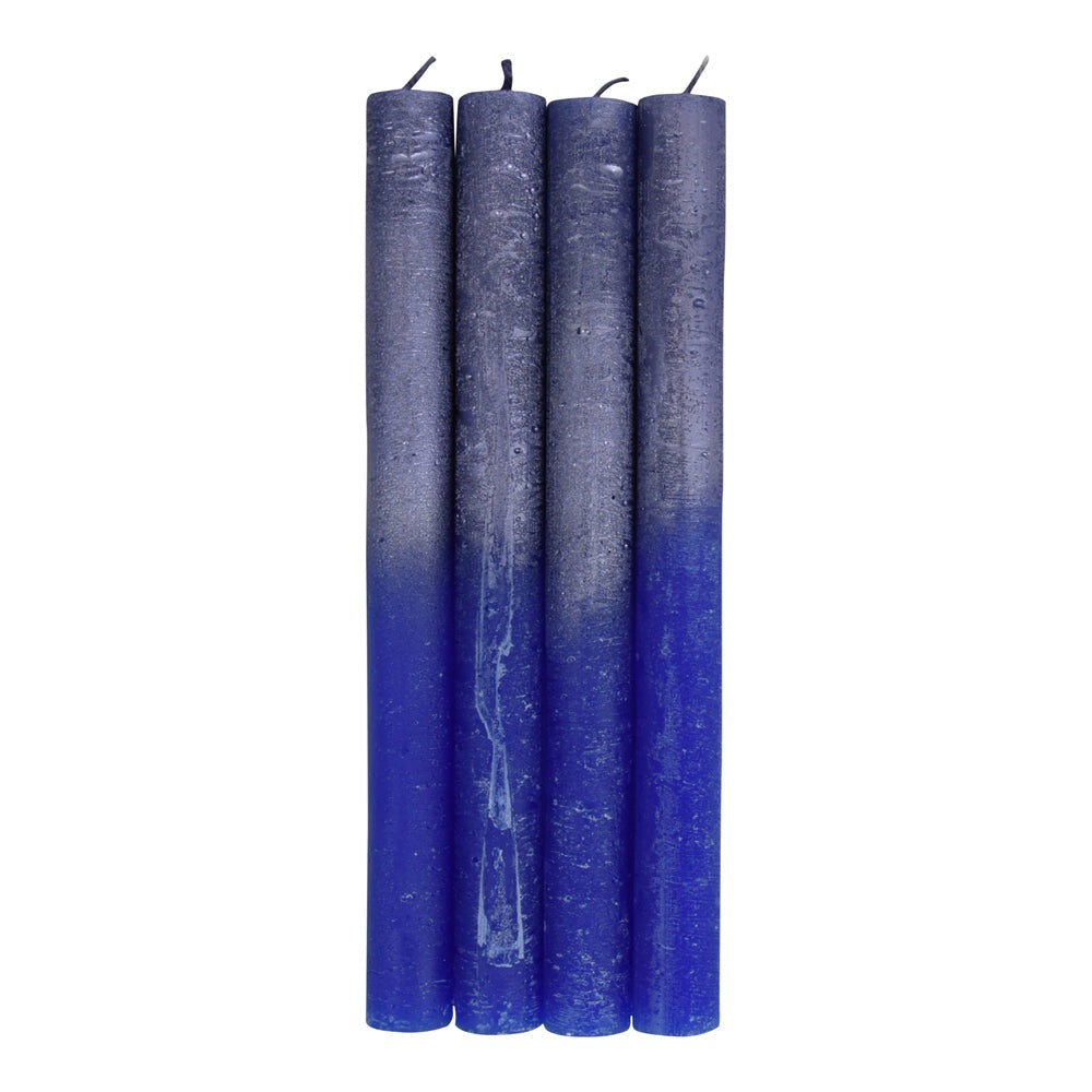 Product photograph of Libra Urban Botanic Collection - Set Of 4 Blue And Purple Ombre Dinner Candles from Olivia's