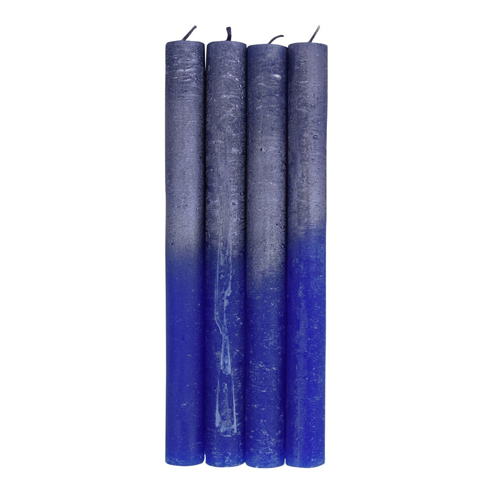 Product photograph of Libra Interiors Set Of 4 Blue And Purple Ombre Dinner Candles from Olivia's