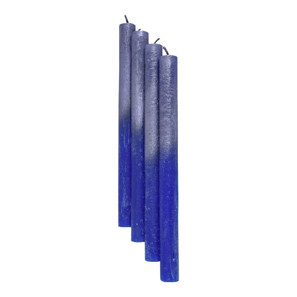 Product photograph of Libra Interiors Set Of 4 Blue And Purple Ombre Dinner Candles from Olivia's.