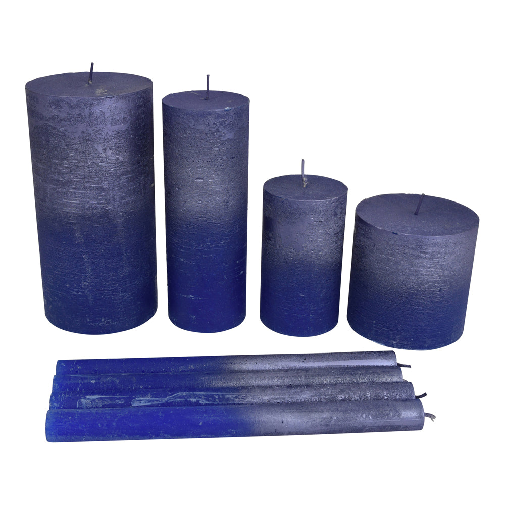 Product photograph of Libra Interiors Set Of 4 Blue And Purple Ombre Dinner Candles from Olivia's.