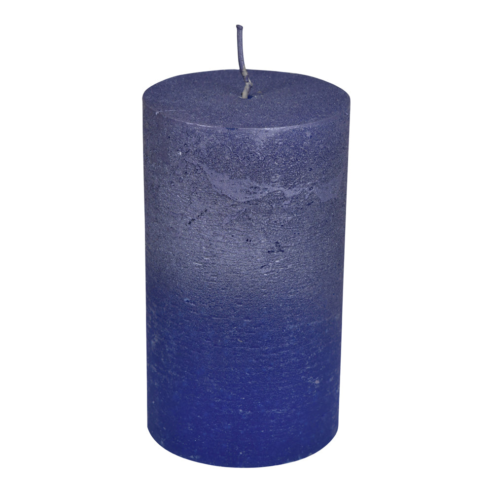 Product photograph of Libra Urban Botanic Collection - Blue And Purple Ombre Pillar Candle 7 X 12 Cm from Olivia's