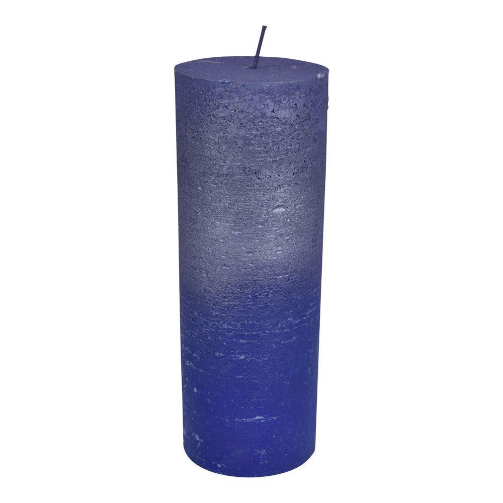 Product photograph of Libra Interiors Blue And Purple Ombre Pillar Candle 7 X 19 Cm from Olivia's