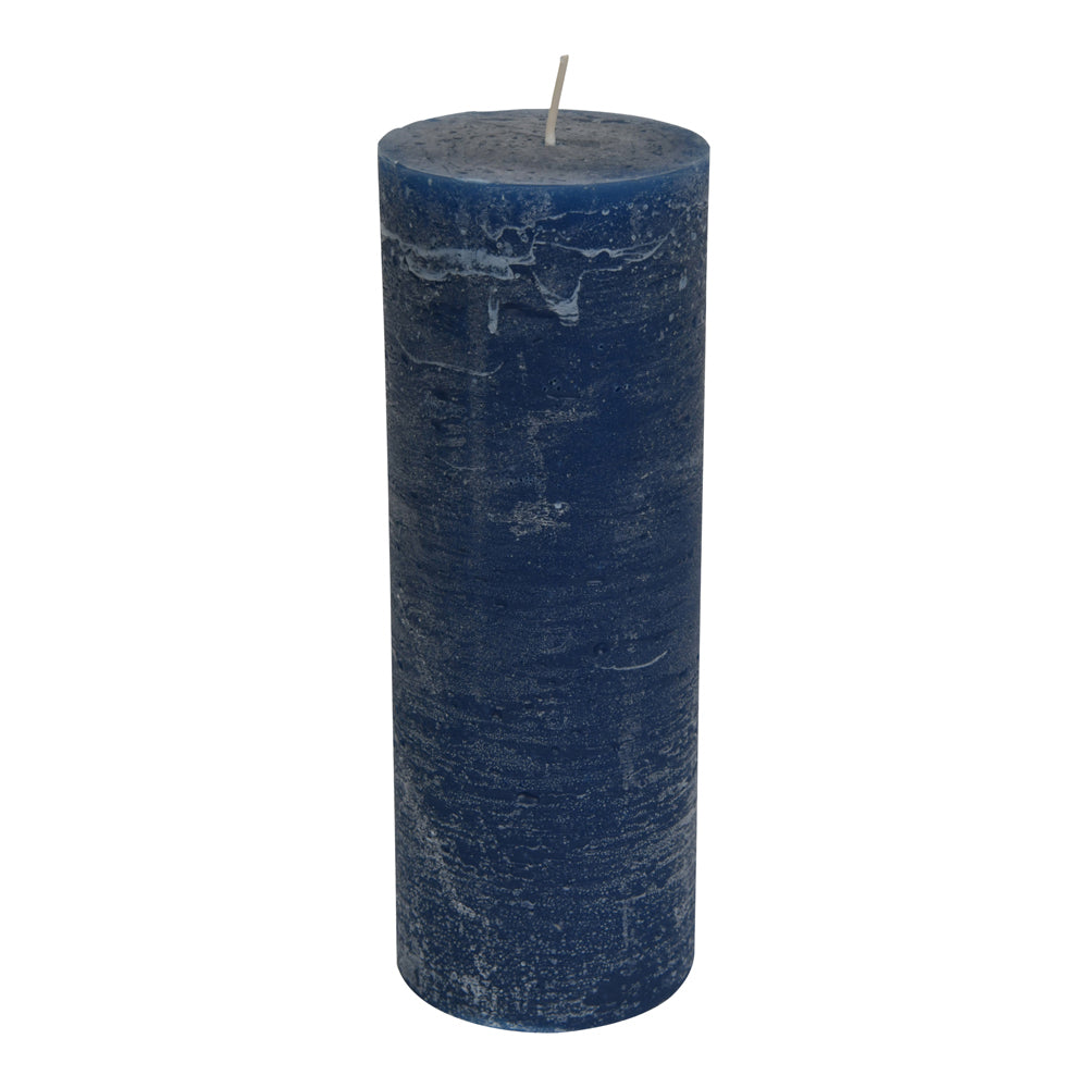 Product photograph of Libra Interiors Ocean Blue Rustica Pillar Candle 7 X 19 Cm from Olivia's