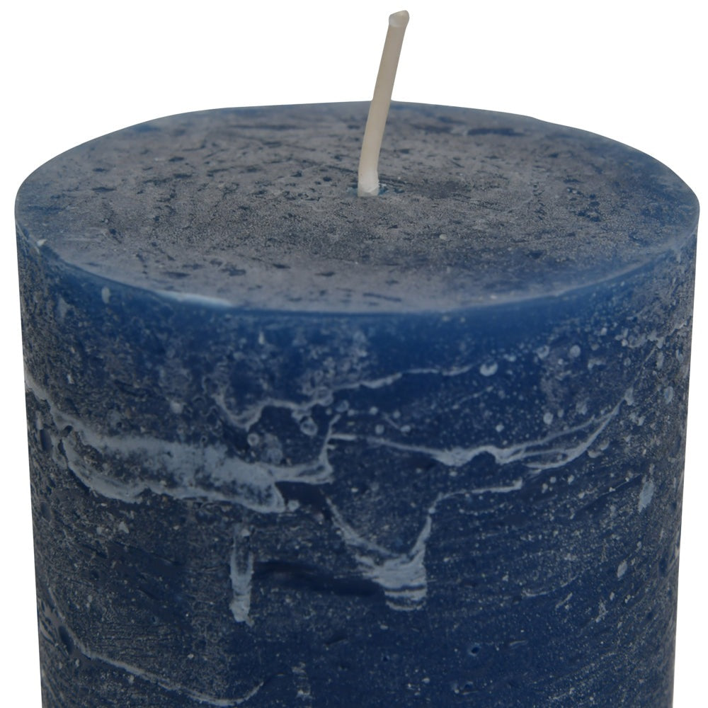 Product photograph of Libra Interiors Ocean Blue Rustica Pillar Candle 7 X 19 Cm from Olivia's.