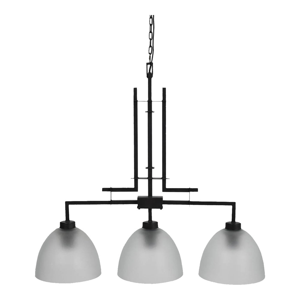 Libra Congleton Triple Glass Pendant Lamp Oak Wood Frosted Glass Finish