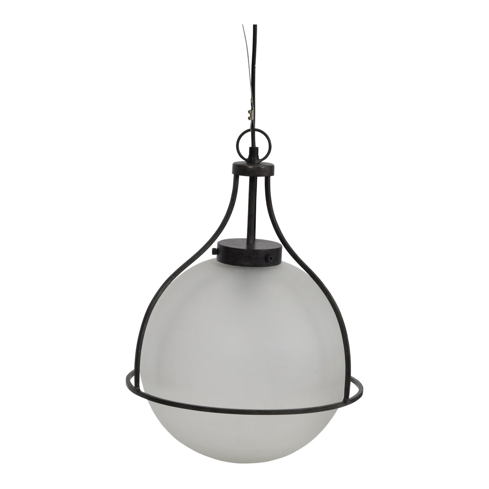 Product photograph of Libra Calm Neutral Collection - Jupiter Globe Pendant Oak Wood Finish Frosted Glass from Olivia's