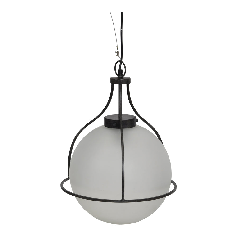 Product photograph of Libra Calm Neutral Collection - Jupiter Globe Pendant Oak Wood Finish Frosted Glass from Olivia's.