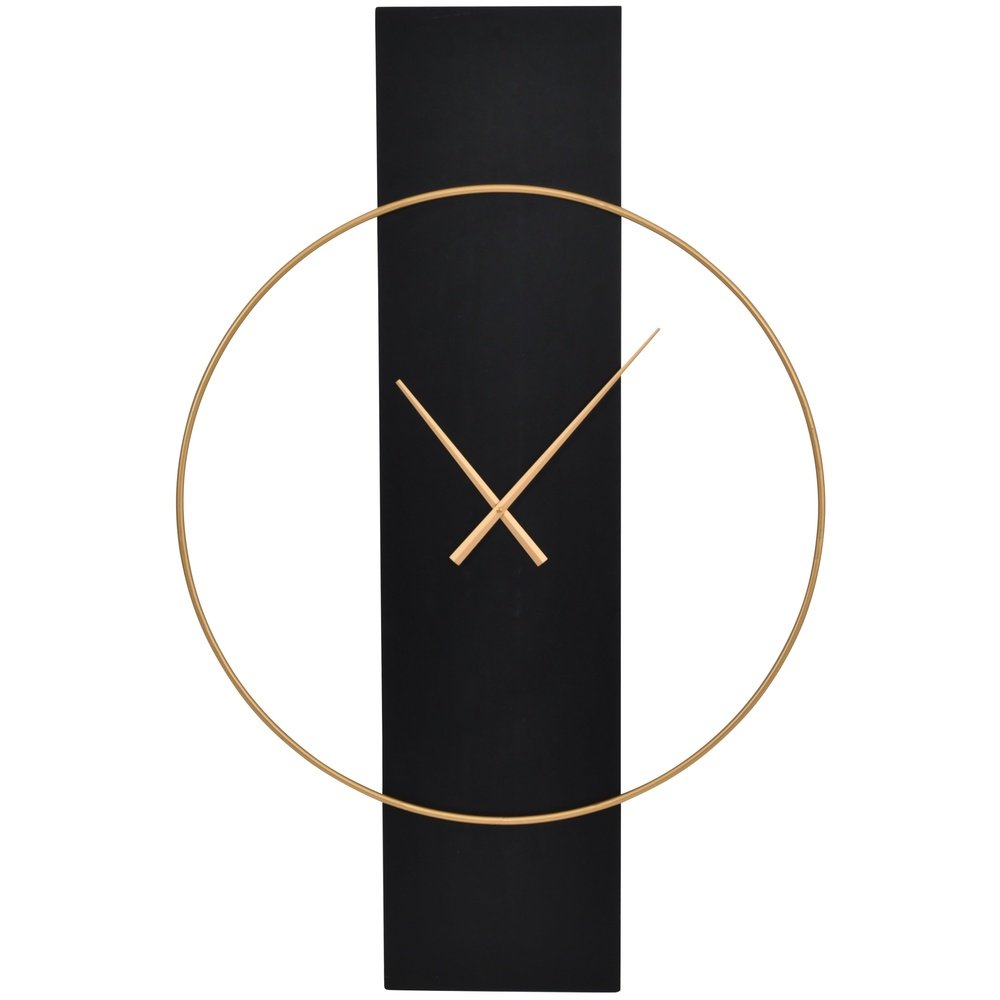 Libra Dakota Black Panel Wall Clock In Gold