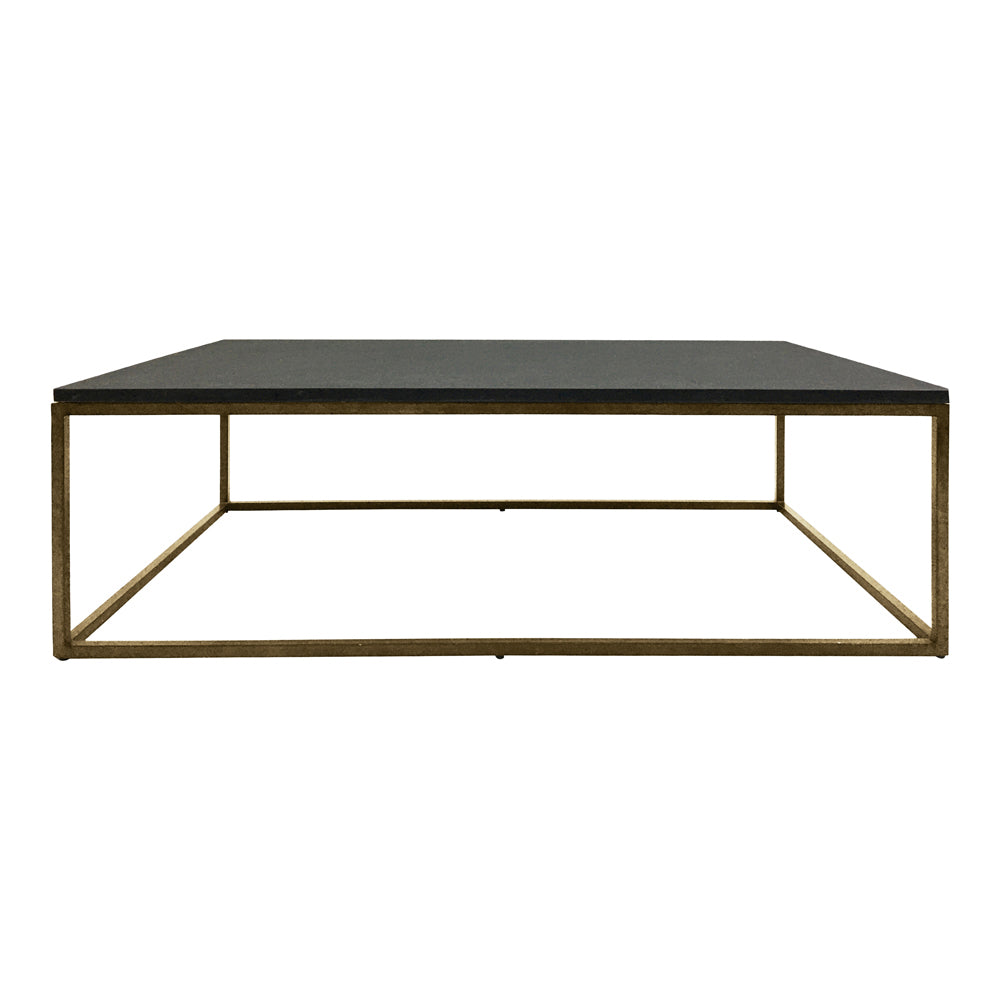 Product photograph of Libra Interiors Kirkstone Iron Coffee Table Aged Champagne Finish With Galaxy Slate Top Small from Olivia's