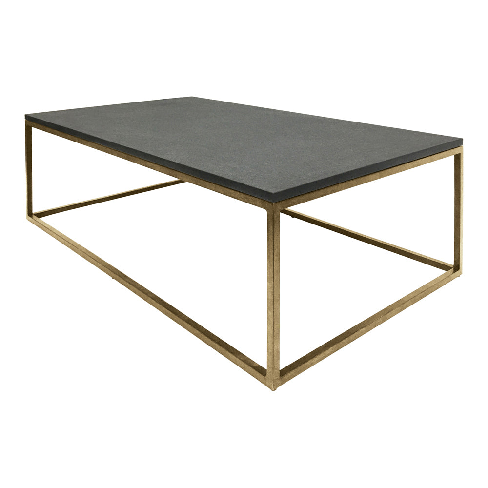 Product photograph of Libra Urban Botanic Collection - Kirkstone Iron Coffee Table Aged Champagne Finish With Galaxy Slate Top Small from Olivia's.