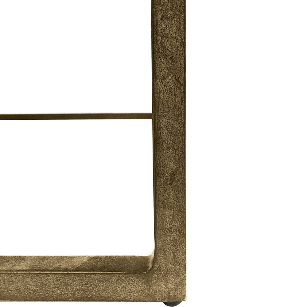 Product photograph of Libra Urban Botanic Collection - Kirkstone Iron Coffee Table Aged Champagne Finish With Galaxy Slate Top Small from Olivia's.