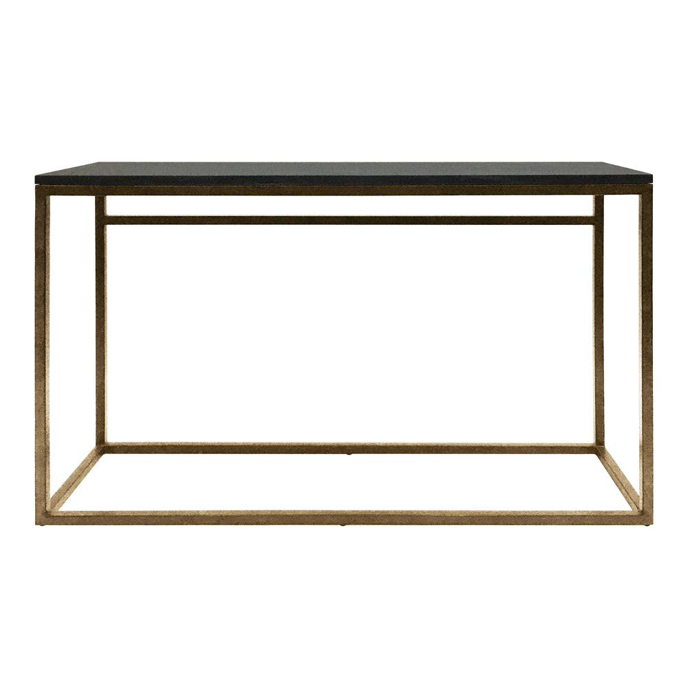 Product photograph of Libra Urban Botanic Collection - Kirkstone Iron Console Table Aged Champagne Finish Galaxy Slate Small from Olivia's