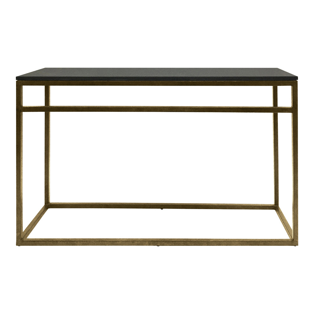 Product photograph of Libra Urban Botanic Collection - Kirkstone Iron Console Table Aged Champagne Finish Galaxy Slate Small from Olivia's.