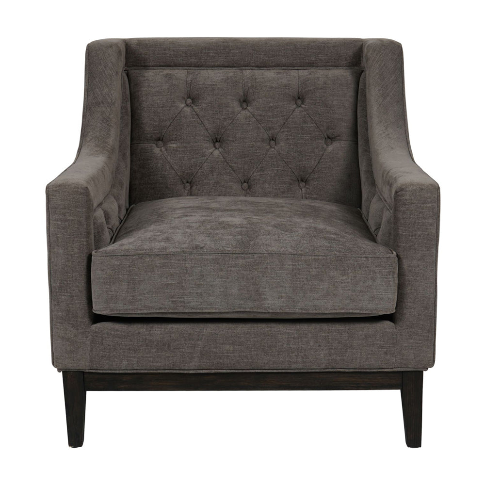 Libra Midnight Mayfair Collection Theodore Buttoned Armchair In Warm Grey