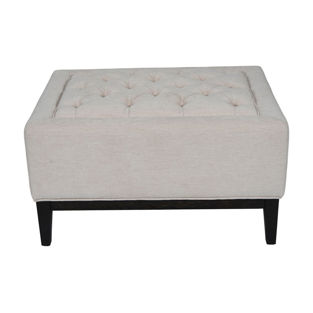 Product photograph of Libra Interiors Theodore Buttoned Stool In Ivory Fabric from Olivia's