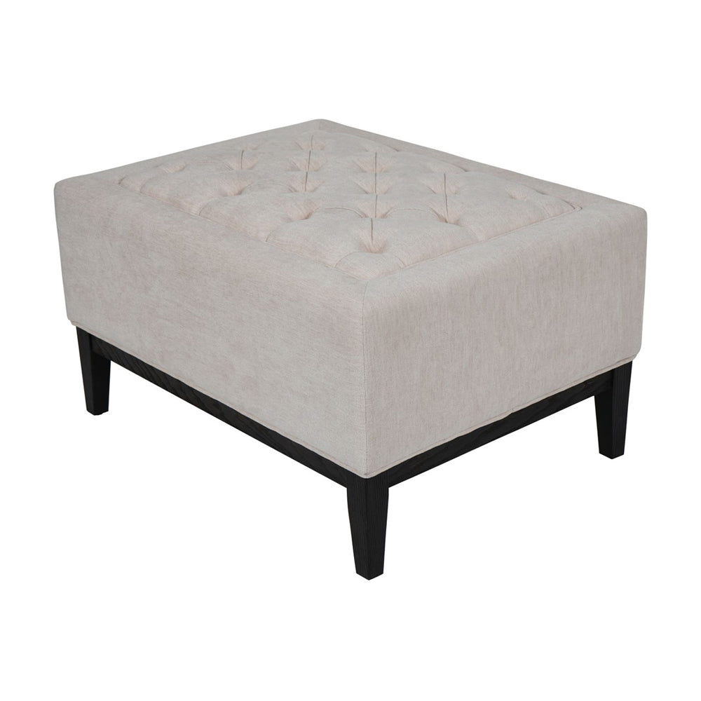 Product photograph of Libra Interiors Theodore Buttoned Stool In Ivory Fabric from Olivia's.