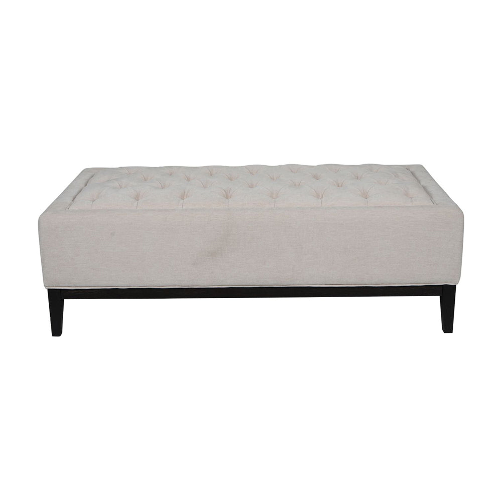 Libra Luxurious Glamour Collection Theodore Buttoned X Large Ottoman In Ivory Fabric