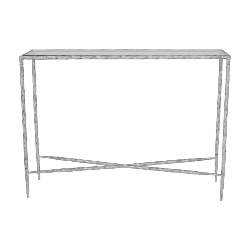 Product photograph of Libra Calm Neutral Collection - Patterdale Hand Forged Console Table In Chalk White Small from Olivia's