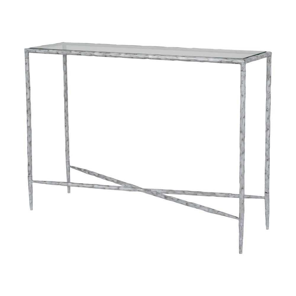 Product photograph of Libra Calm Neutral Collection - Patterdale Hand Forged Console Table In Chalk White Small from Olivia's.