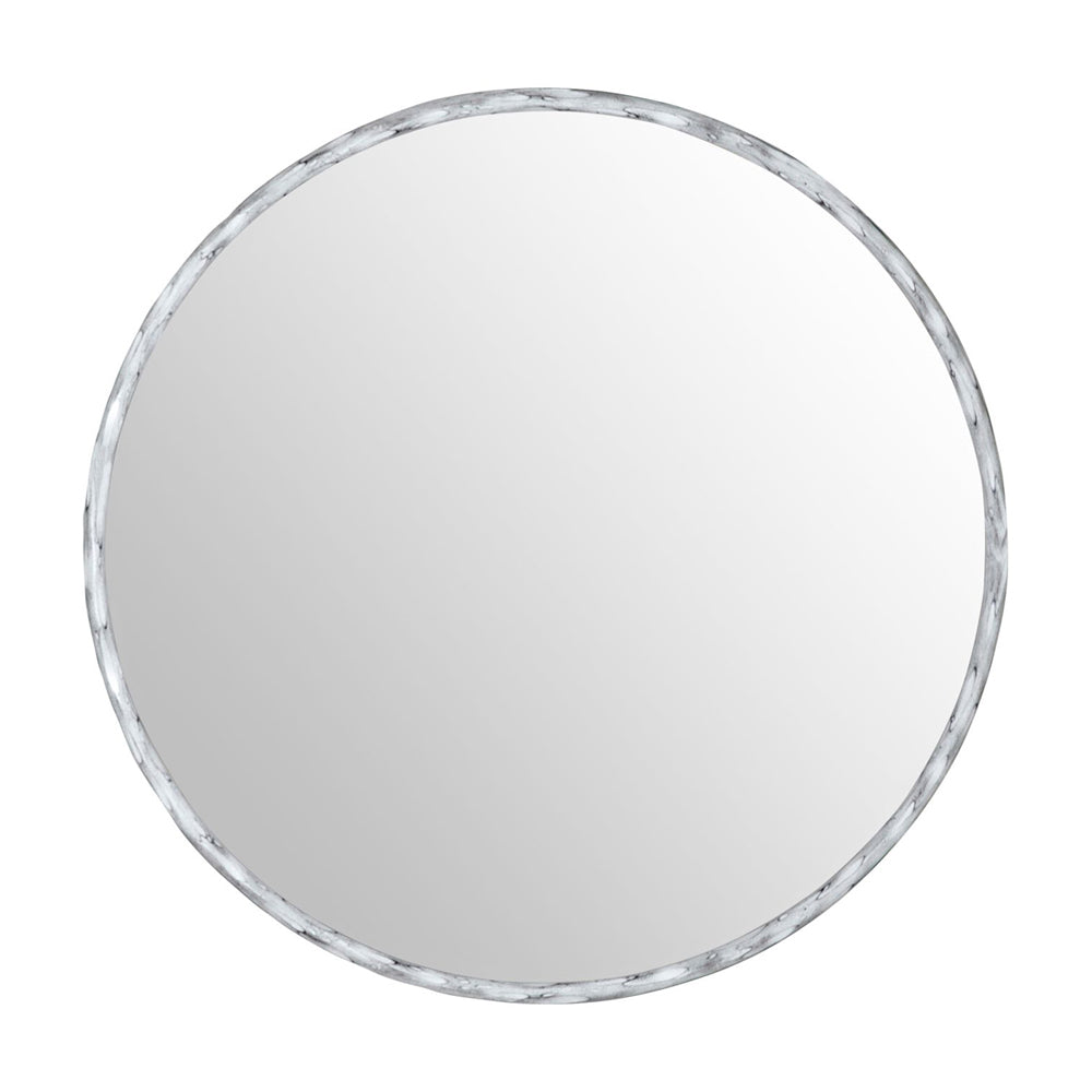 Libra Calm Neutral Collection Patterdale Round Mirror In Chalk White