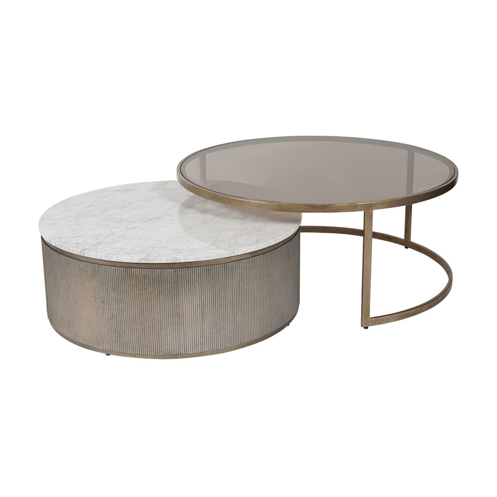 Product photograph of Libra Interiors Set Of 2 Belvedere Nesting Coffee Tables In Aged Gold from Olivia's