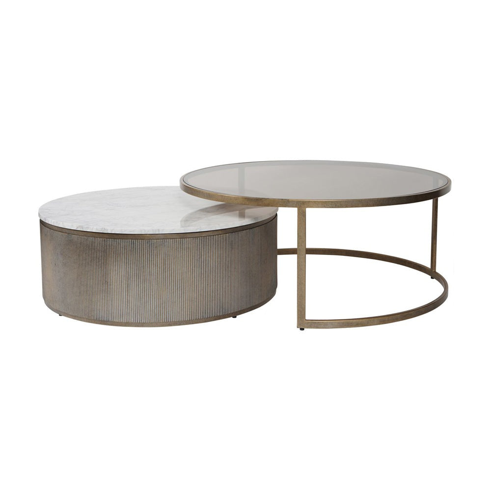 Product photograph of Libra Interiors Set Of 2 Belvedere Nesting Coffee Tables In Aged Gold from Olivia's.