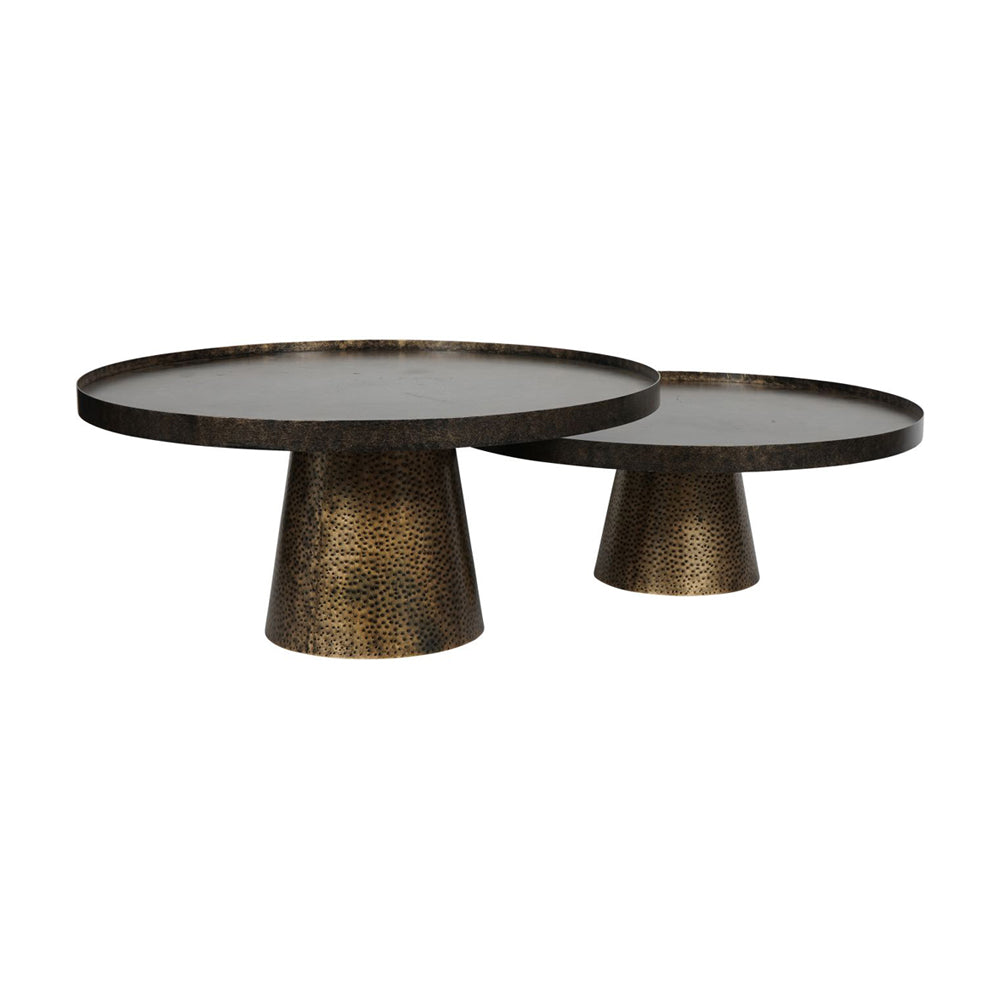 Libra Luxurious Glamour Collection Set Of 2 Sandbanks Iron Coffee Tables In Rustic Antique Gold