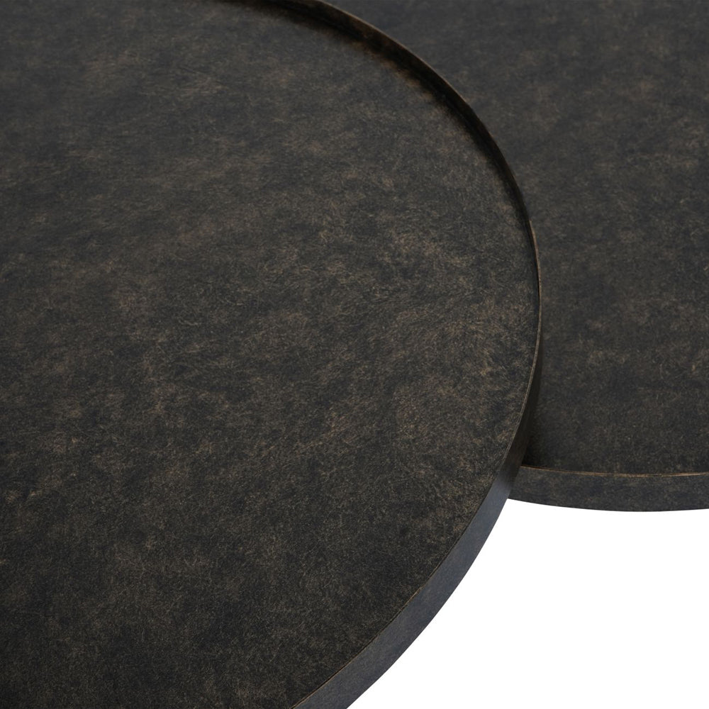 Product photograph of Libra Interiors Set Of 2 Sandbanks Iron Coffee Tables In Rustic Antique Gold from Olivia's.