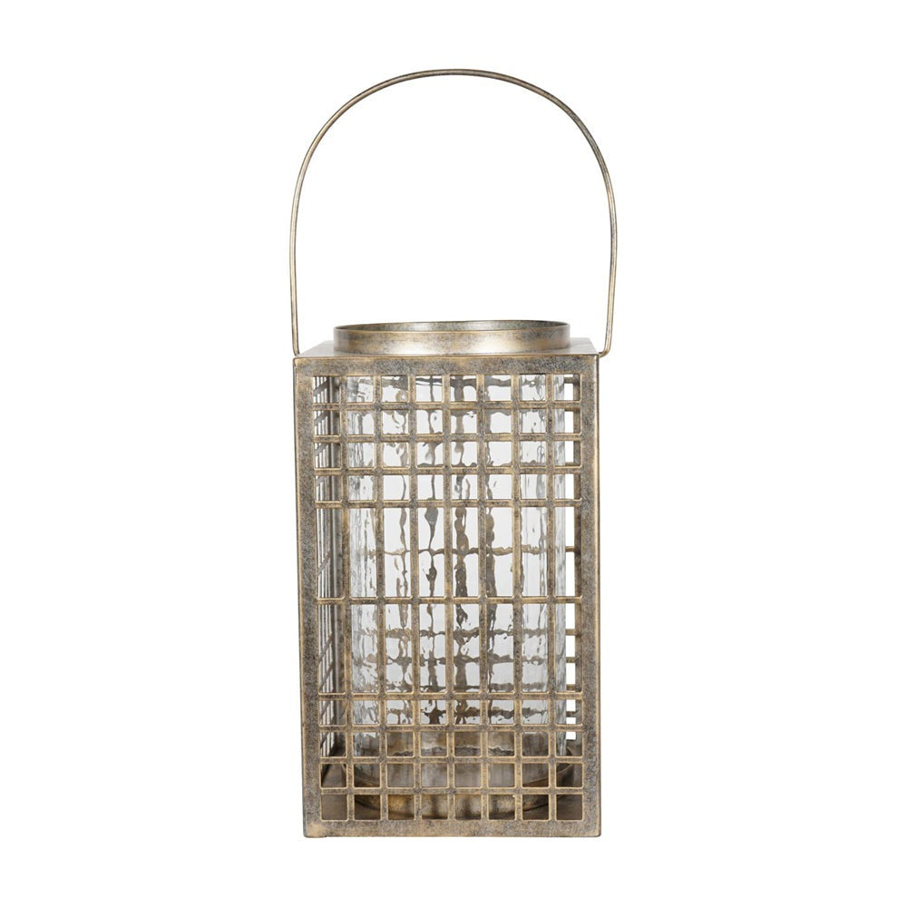 Libra Luxurious Glamour Collection Barossa Fretwork Square Lantern In Aged Gold Large