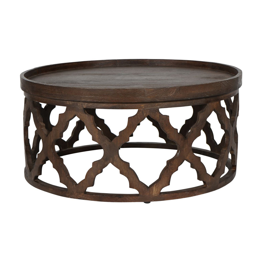 Libra Calm Neutral Collection Kielder Solid Carved Wooden Coffee Table In Dark Brown