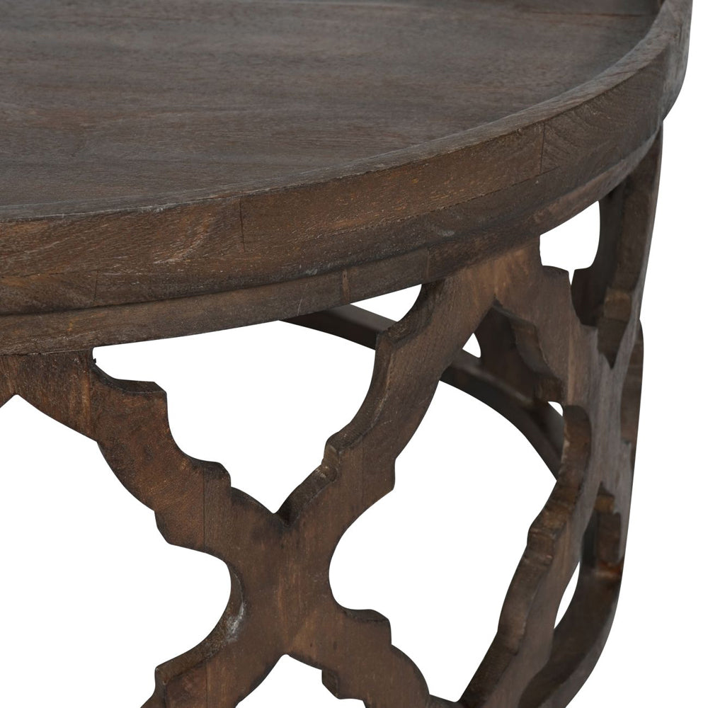 Product photograph of Libra Interiors Kielder Solid Carved Wooden Coffee Table In Dark Brown from Olivia's.