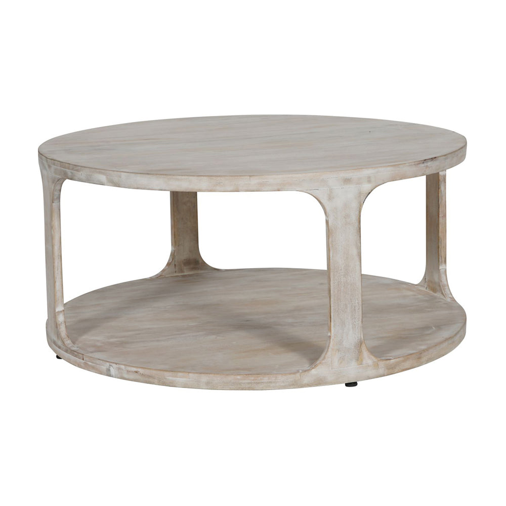 Product photograph of Libra Interiors Beadnell Solid Carved Wooden Coffee Table In Whitewash Finish from Olivia's