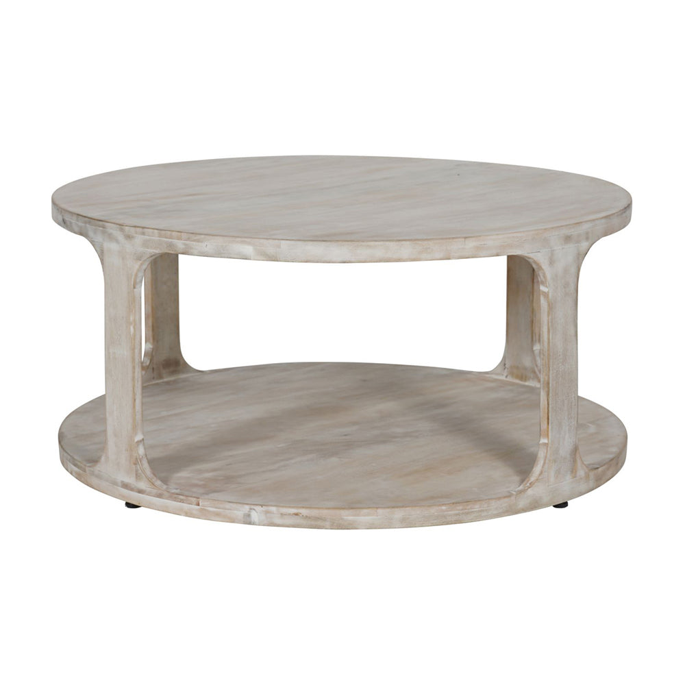 Product photograph of Libra Interiors Beadnell Solid Carved Wooden Coffee Table In Whitewash Finish from Olivia's.