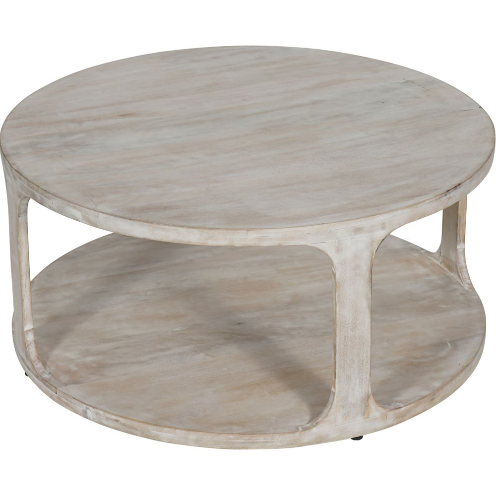 Product photograph of Libra Interiors Beadnell Solid Carved Wooden Coffee Table In Whitewash Finish from Olivia's.