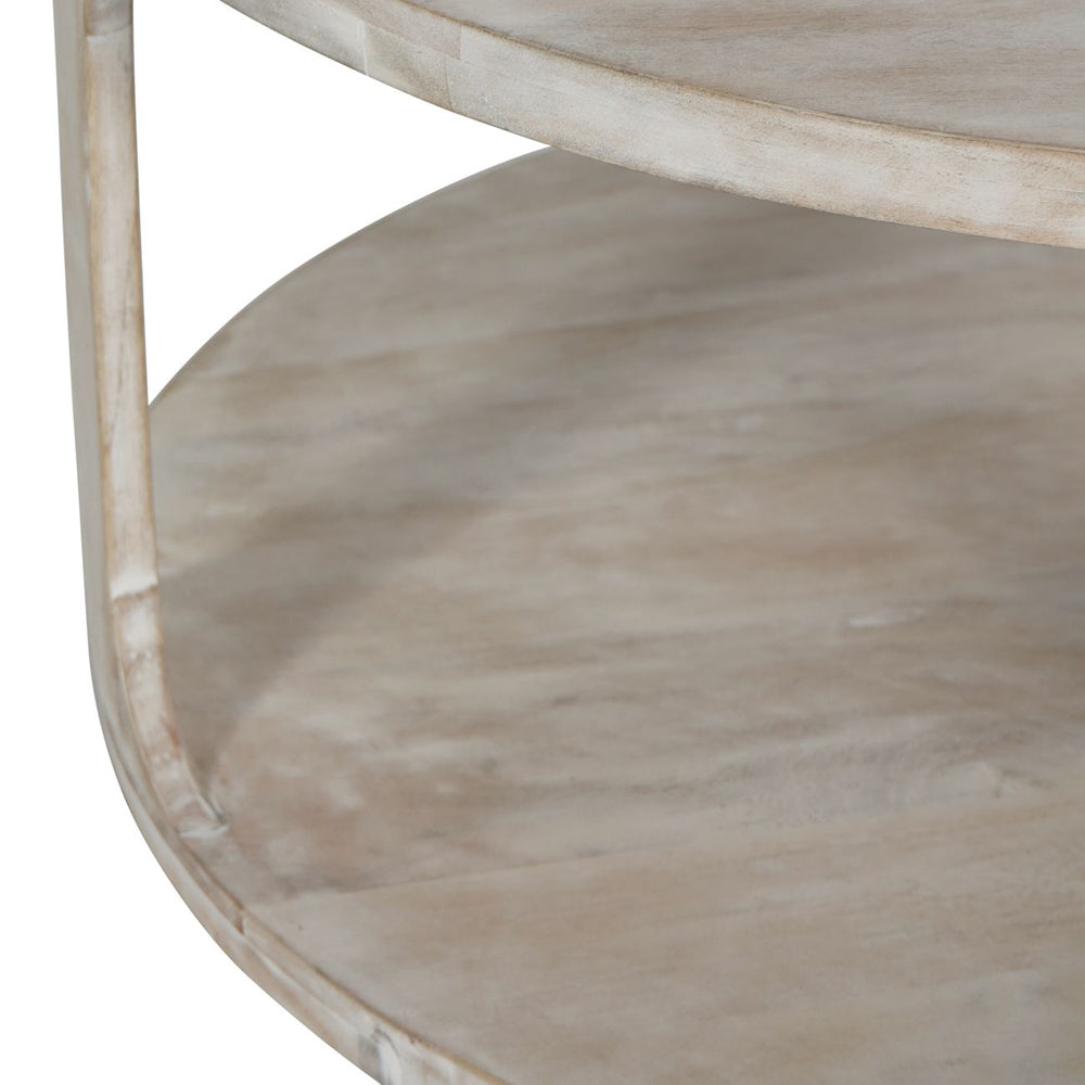 Product photograph of Libra Interiors Beadnell Solid Carved Wooden Coffee Table In Whitewash Finish from Olivia's.