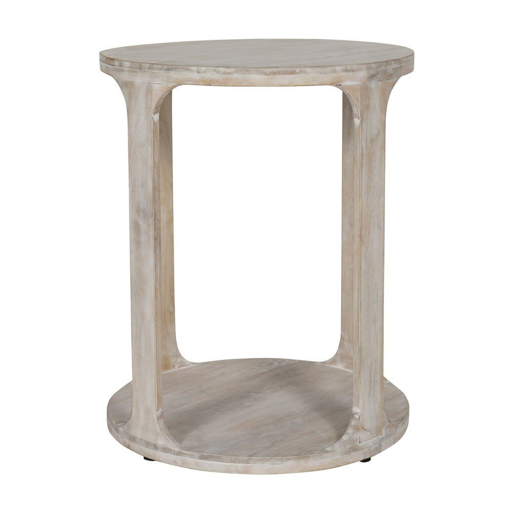 Product photograph of Libra Interiors Beadnell Solid Carved Wooden Side Table In Whitewash Finish from Olivia's.