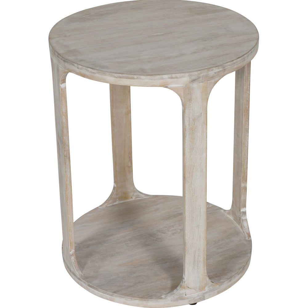 Product photograph of Libra Interiors Beadnell Solid Carved Wooden Side Table In Whitewash Finish from Olivia's.