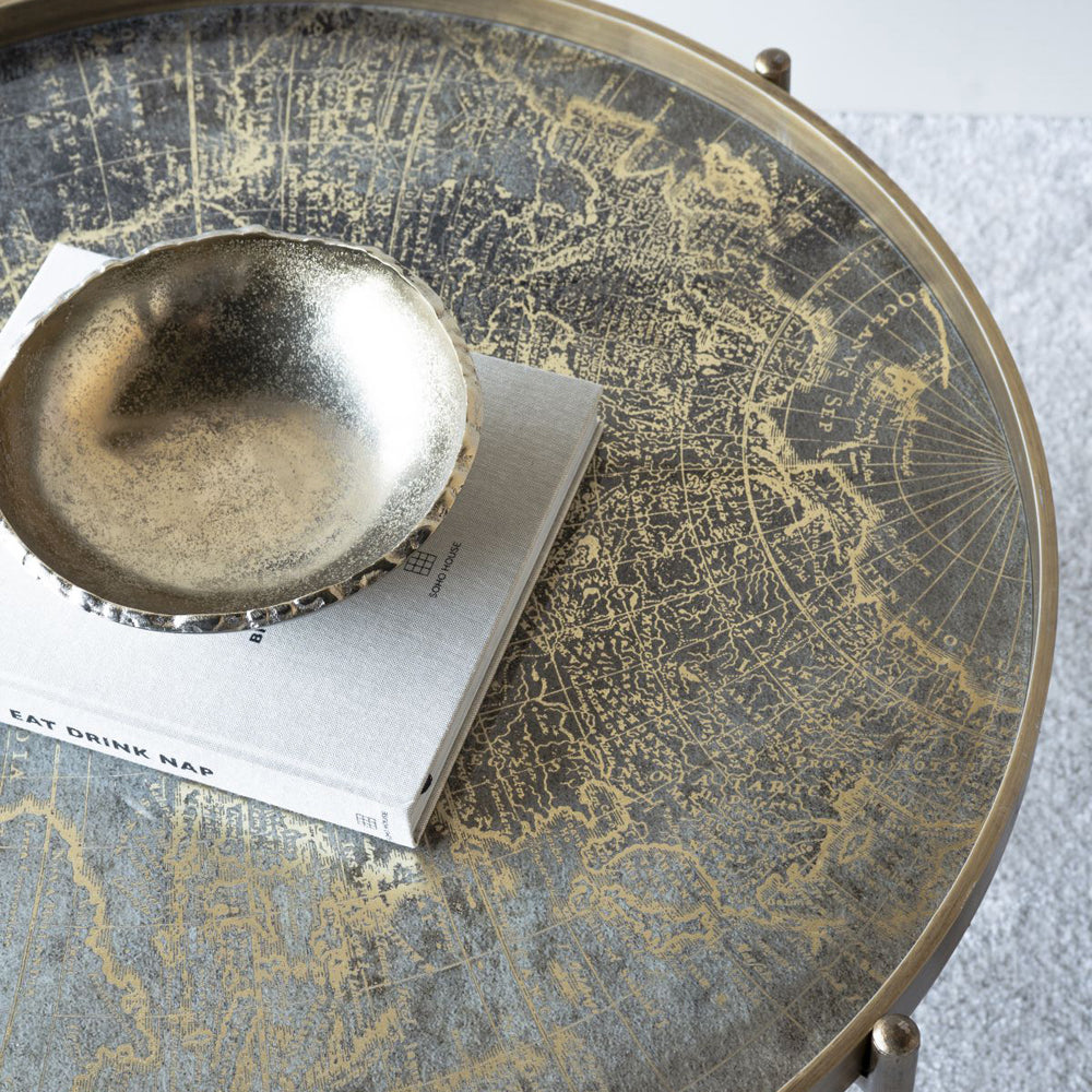 Product photograph of Libra Interiors Vienna Atlas Coffee Table In Antiqued Gold from Olivia's.