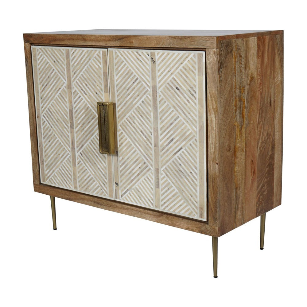 Product photograph of Libra Interiors Linden Bone And Mango Wood 2 Door Cabinet from Olivia's