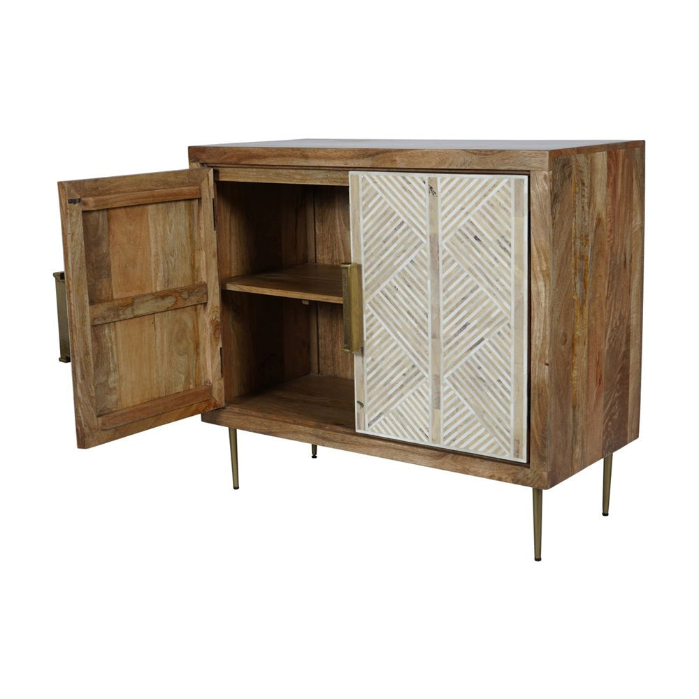 Product photograph of Libra Interiors Linden Bone And Mango Wood 2 Door Cabinet from Olivia's.