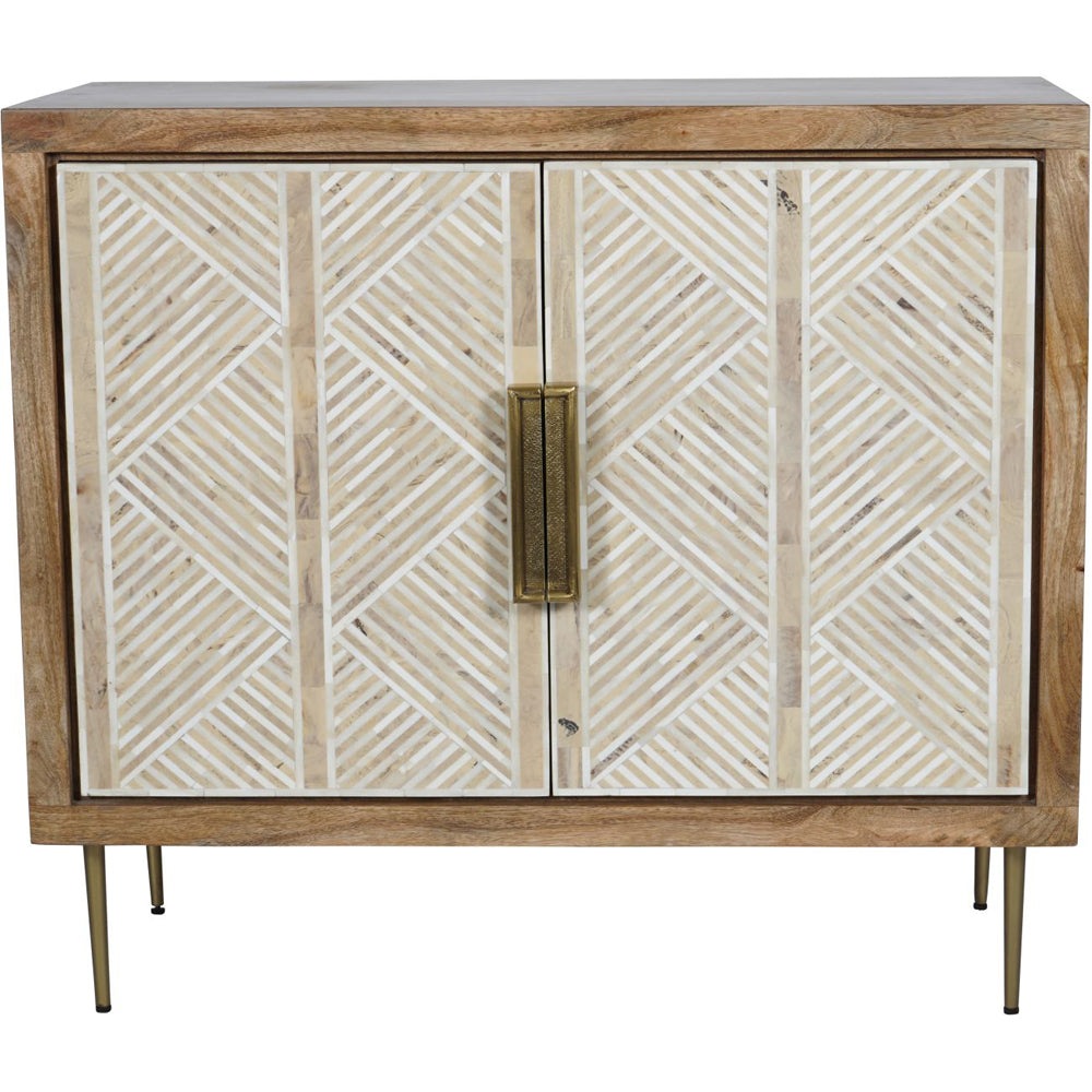 Product photograph of Libra Interiors Linden Bone And Mango Wood 2 Door Cabinet from Olivia's.