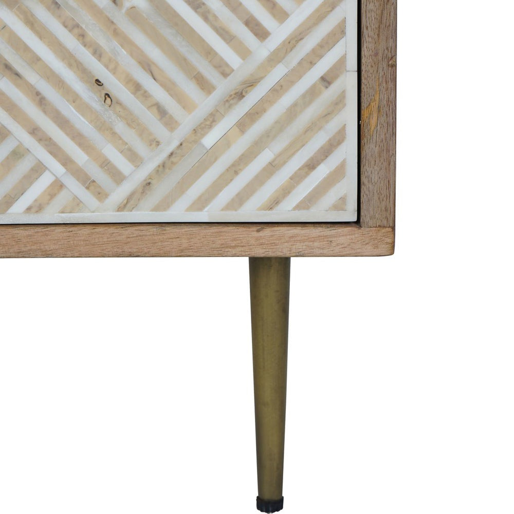Product photograph of Libra Calm Neutral Collection - Linden Bone And Mango Wood 2 Drawer Bedside Cabinet from Olivia's.