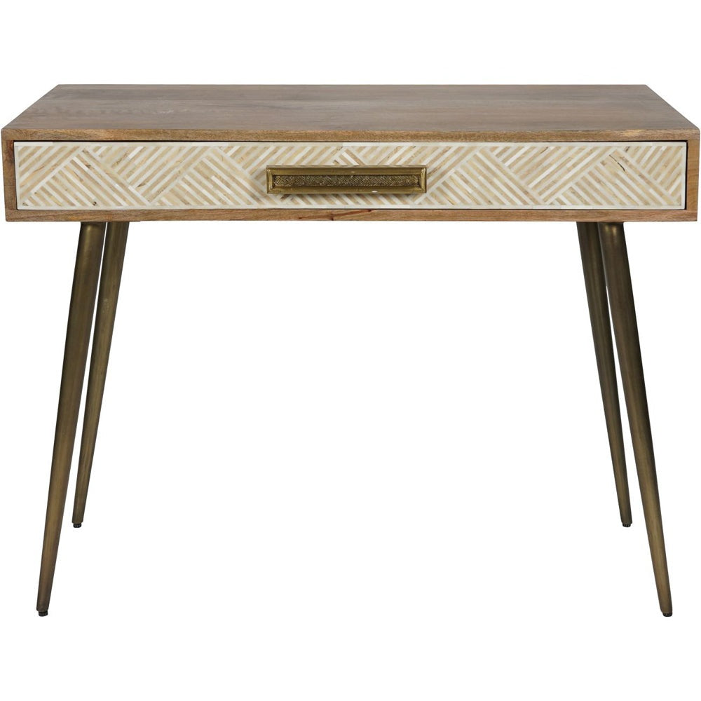 Product photograph of Libra Calm Neutral Collection - Linden Bone And Mango Wood Desk Table With Drawer from Olivia's.