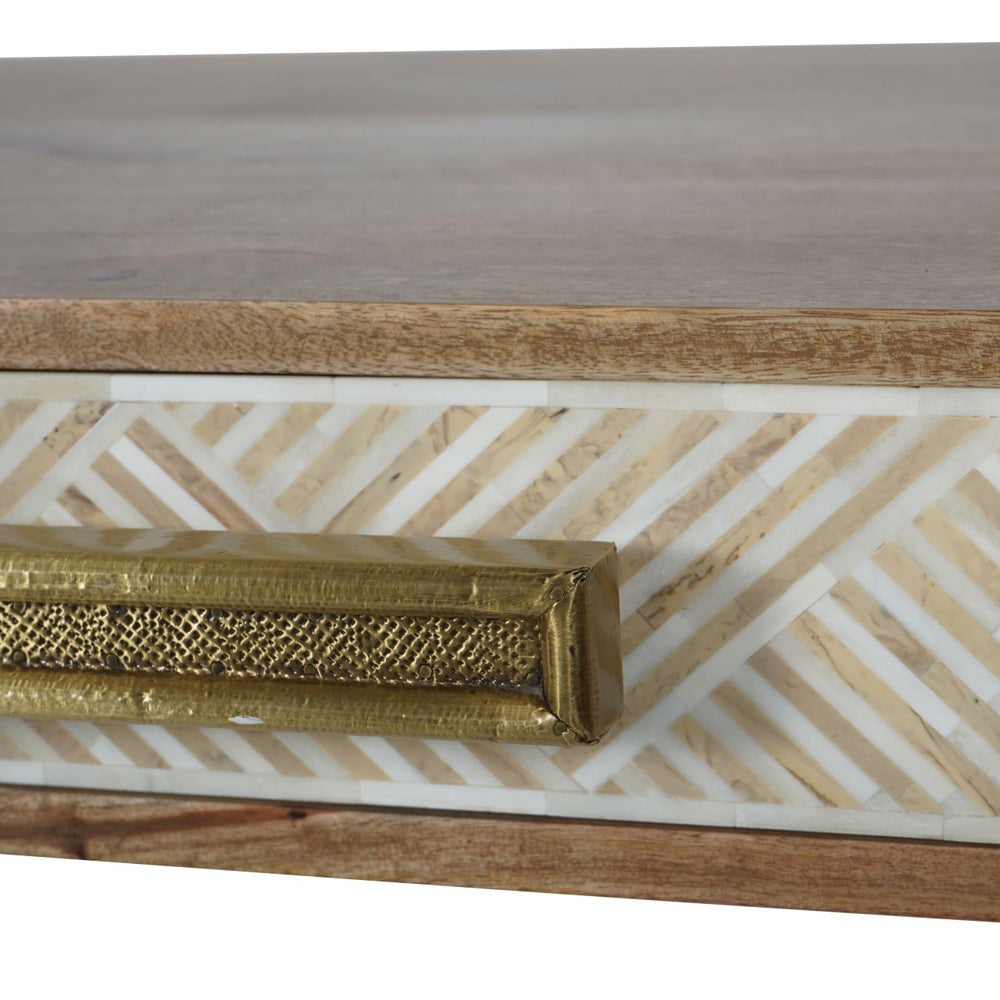 Product photograph of Libra Calm Neutral Collection - Linden Bone And Mango Wood Desk Table With Drawer from Olivia's.