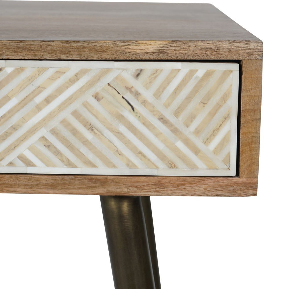 Product photograph of Libra Calm Neutral Collection - Linden Bone And Mango Wood Desk Table With Drawer from Olivia's.